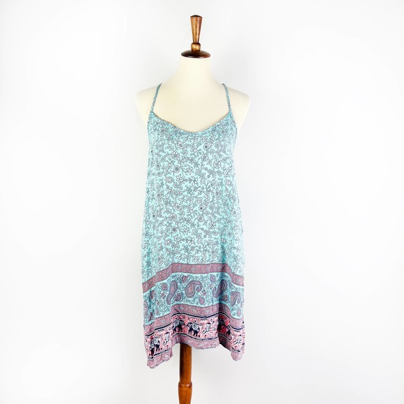 PJ Salvage Dresses & Skirts - PJ Salvage blue slip dress boho floral elephant paisley print Size Large